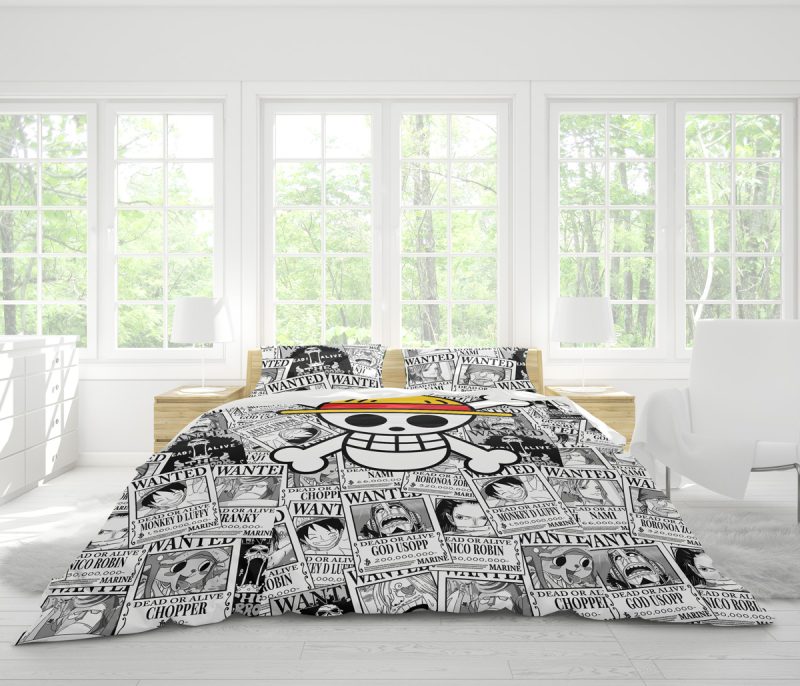 Straw Hat Wanted Poster Pattern One Piece Bedding Set - Image 4