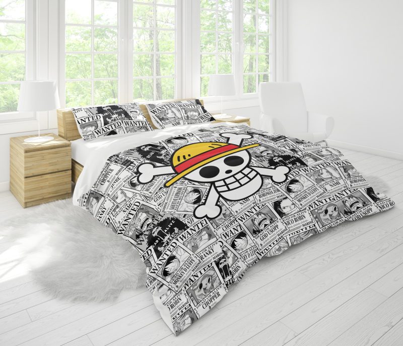 Straw Hat Wanted Poster Pattern One Piece Bedding Set - Image 3