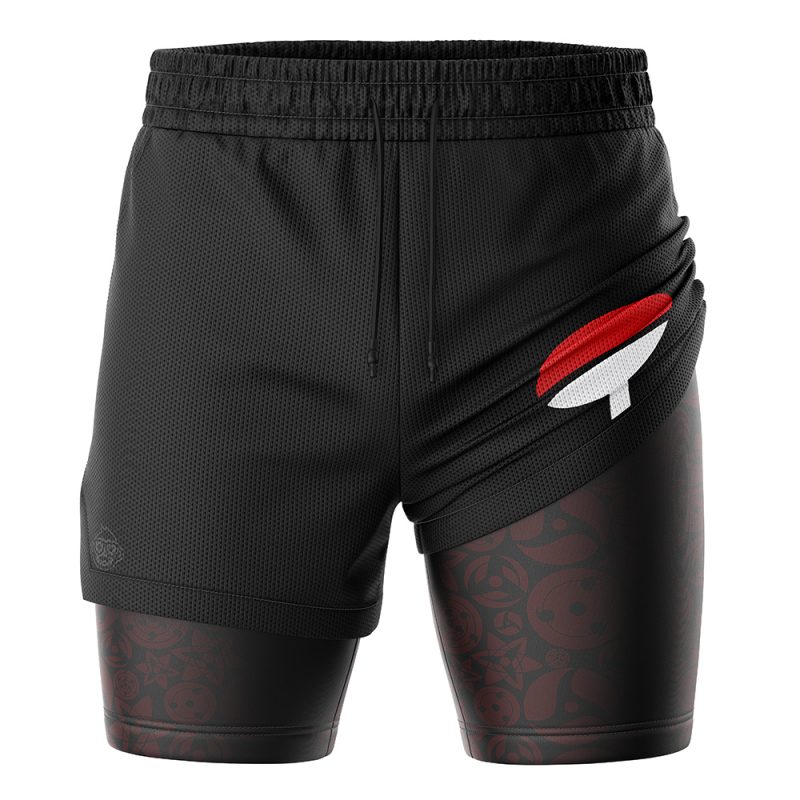 Uchiha Symbol Black Shippuden 2-in-1 Performance Shorts - Image 2
