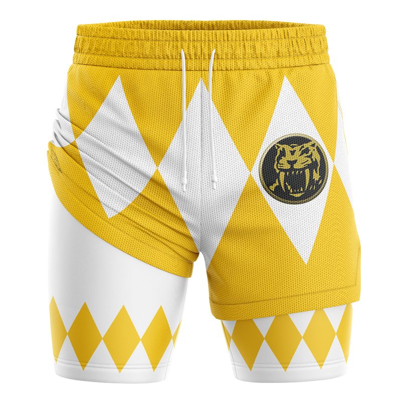Yellow Ranger V1 Mighty Morphin Power Rangers 2-in-1 Performance Shorts - Image 3