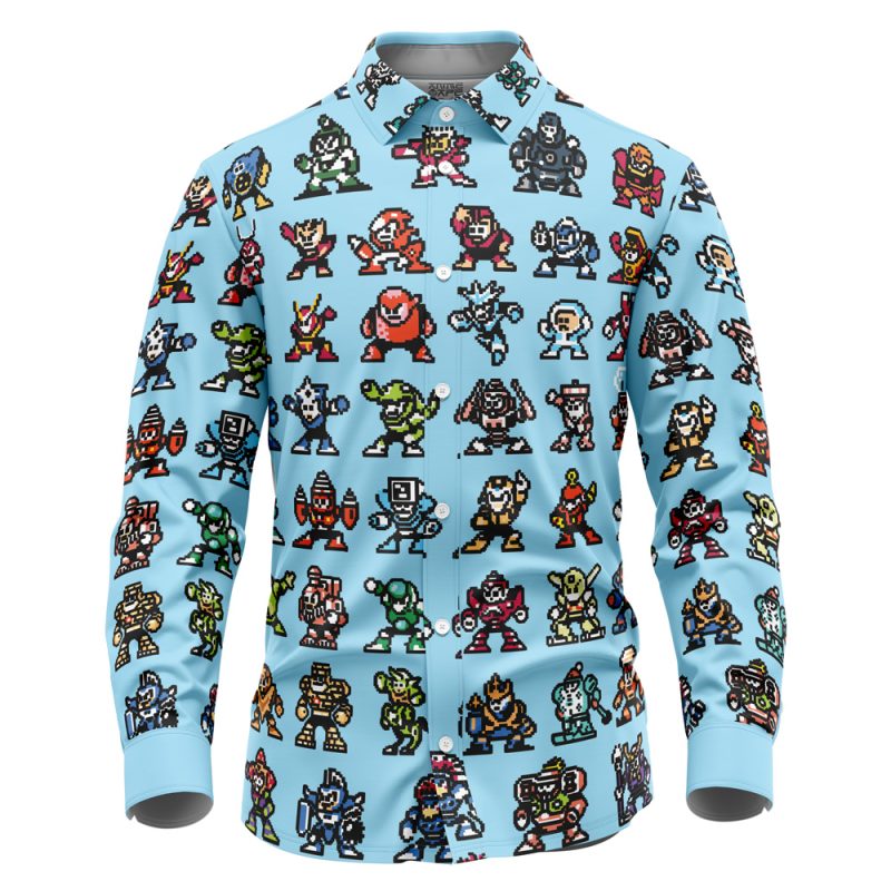 Badguys Mega Man Long Sleeve Button Up Shirt