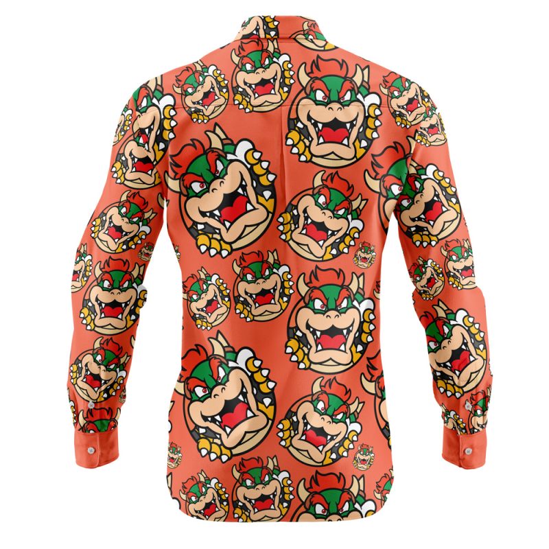 Bowser Mario Bros Long Sleeve Button Up Shirt - Image 2