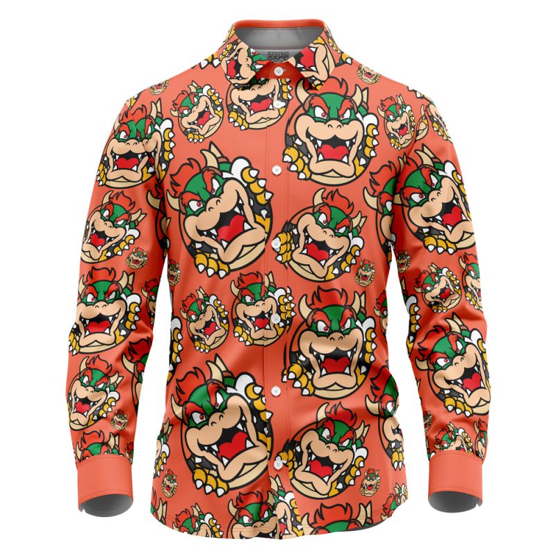 Bowser Mario Bros Long Sleeve Button Up Shirt