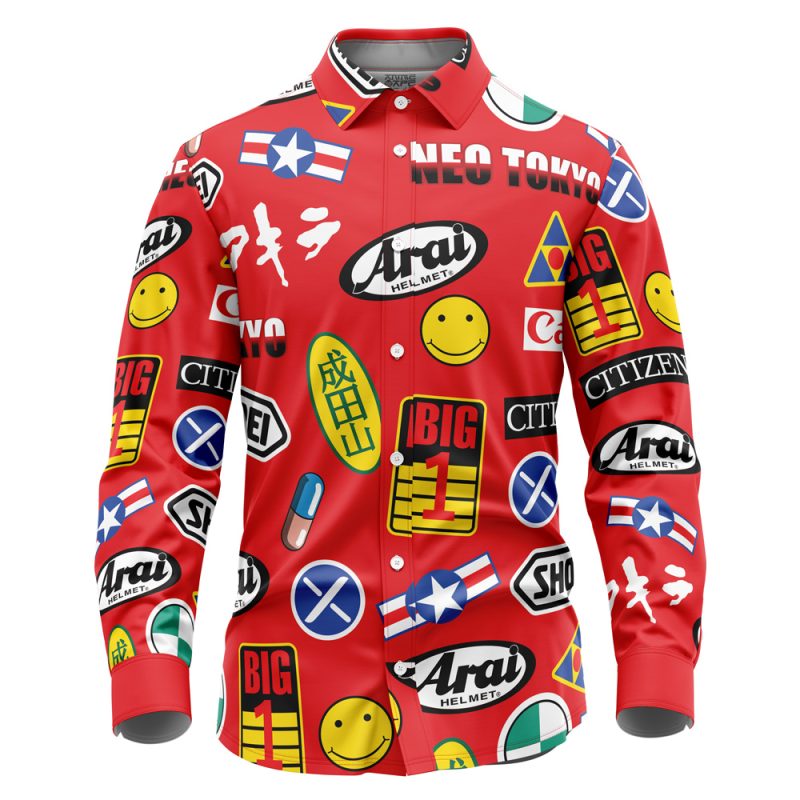 Akira Full Decals Long Sleeve Button Up Shirt