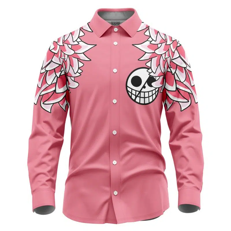 Doflamingo Pattern One Piece Long Sleeve Button Up Shirt