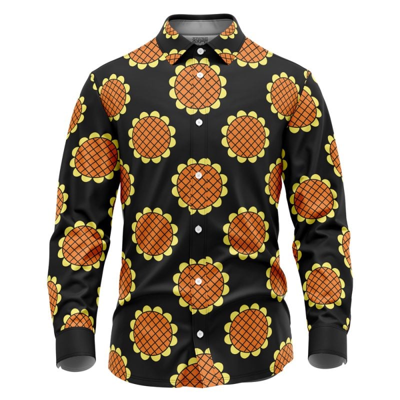Monkey D. Luffy Black Lucy Dressrosa One Piece Long Sleeve Button Up Shirt