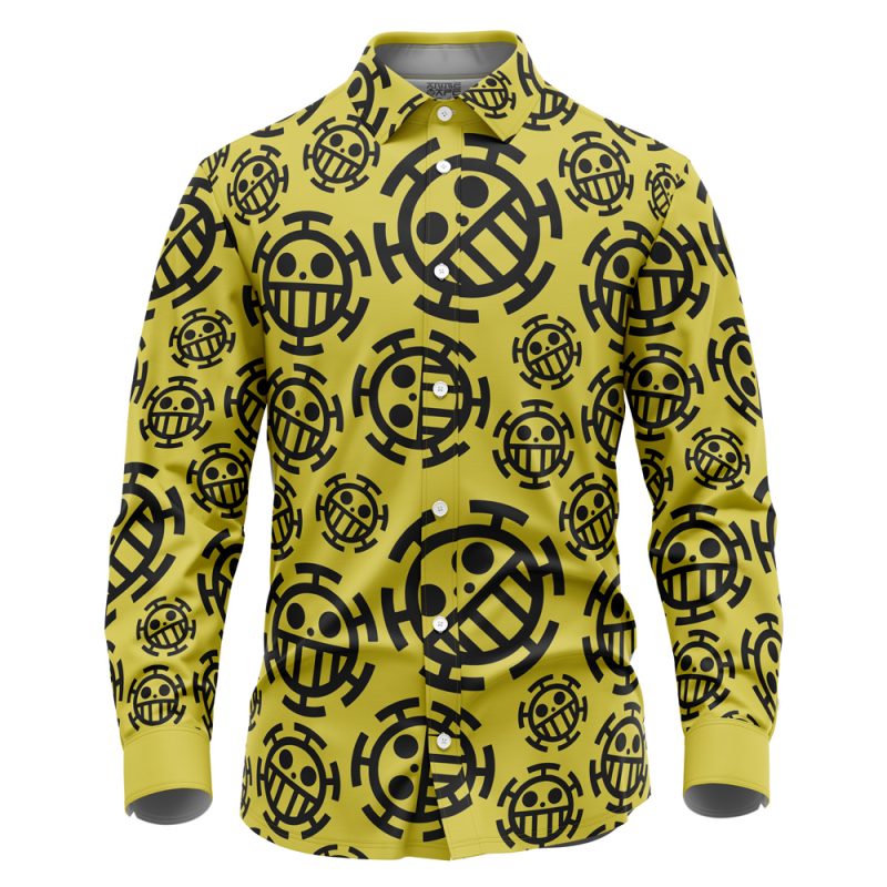 Trafalgar Law Jolly Roger One Piece Long Sleeve Button Up Shirt