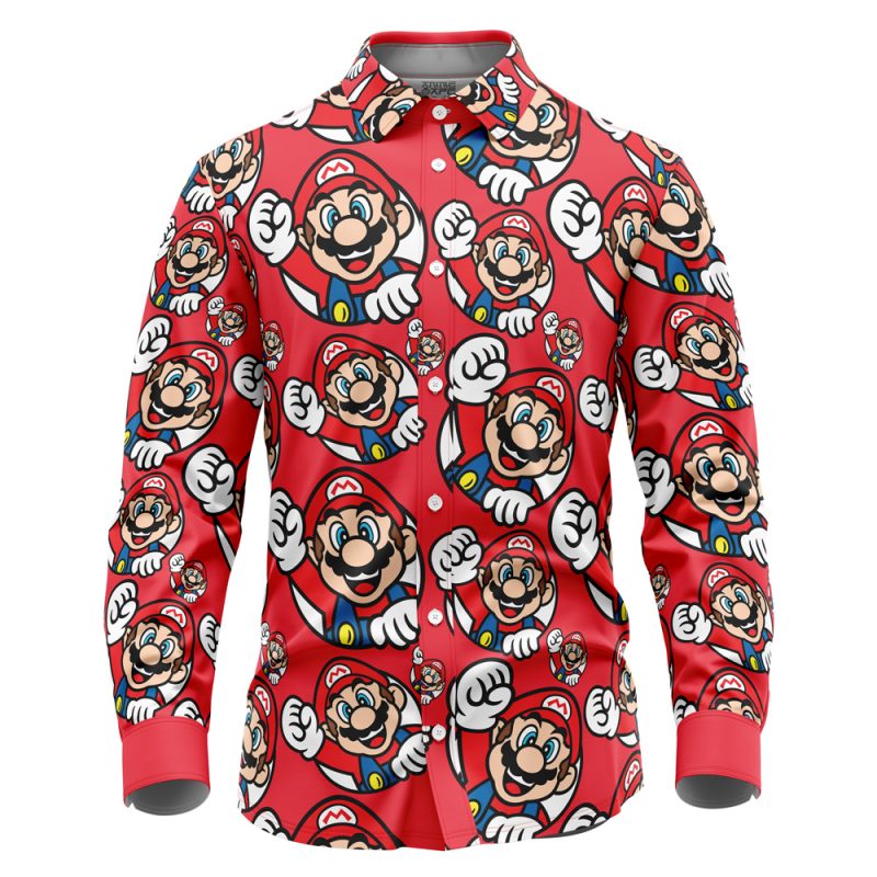 Mario Bros Mario Bros Long Sleeve Button Up Shirt