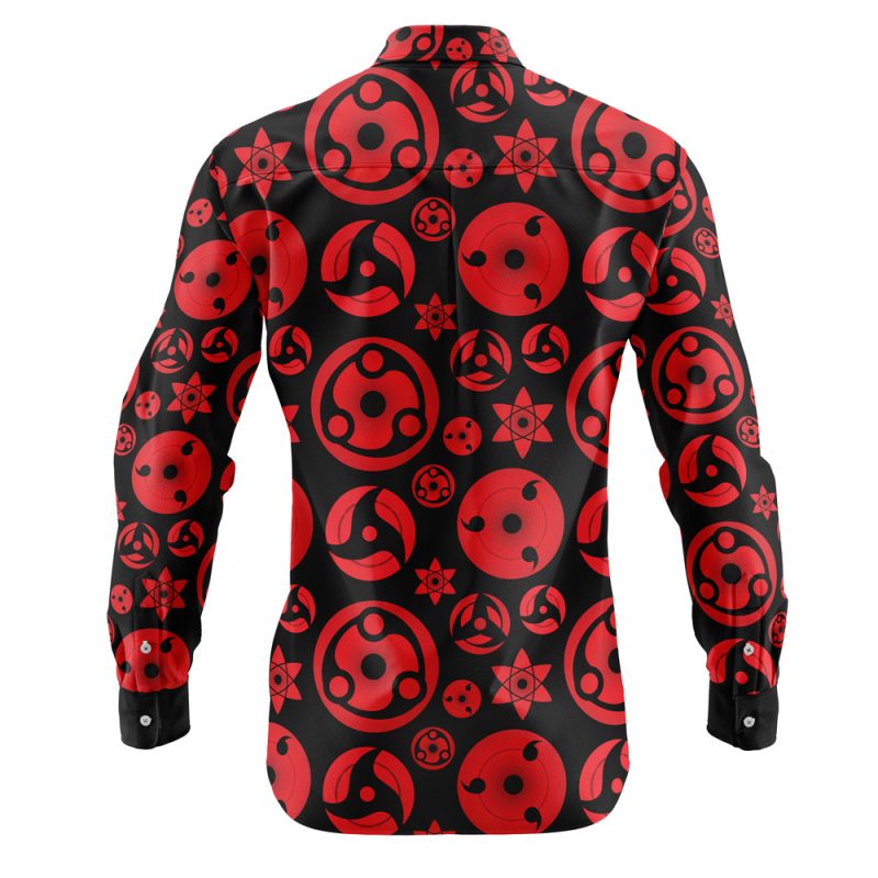 Sharingan Shippuden Long Sleeve Button Up Shirt - Image 2