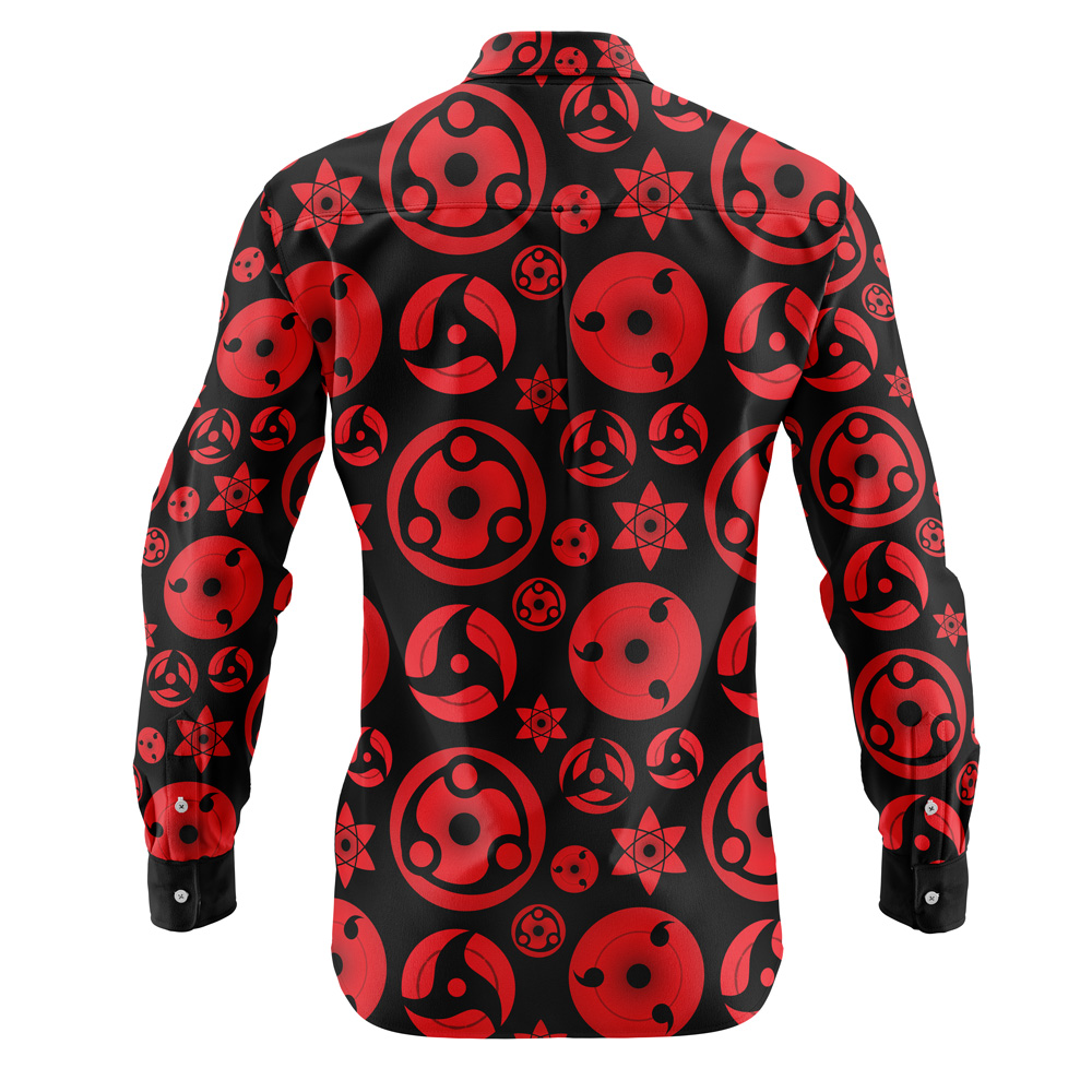 Sharingan Shippuden Long Sleeve Button Up Shirt - Image 2