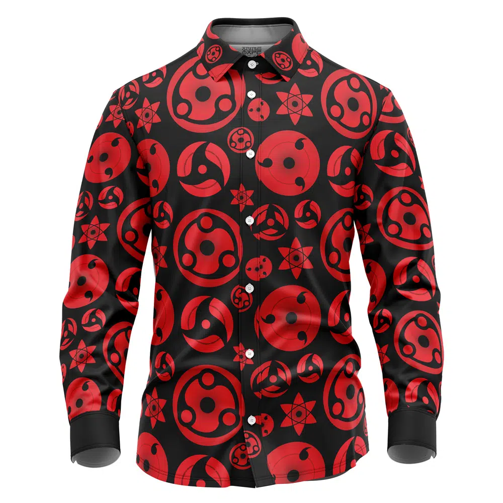 Sharingan Shippuden Long Sleeve Button Up Shirt