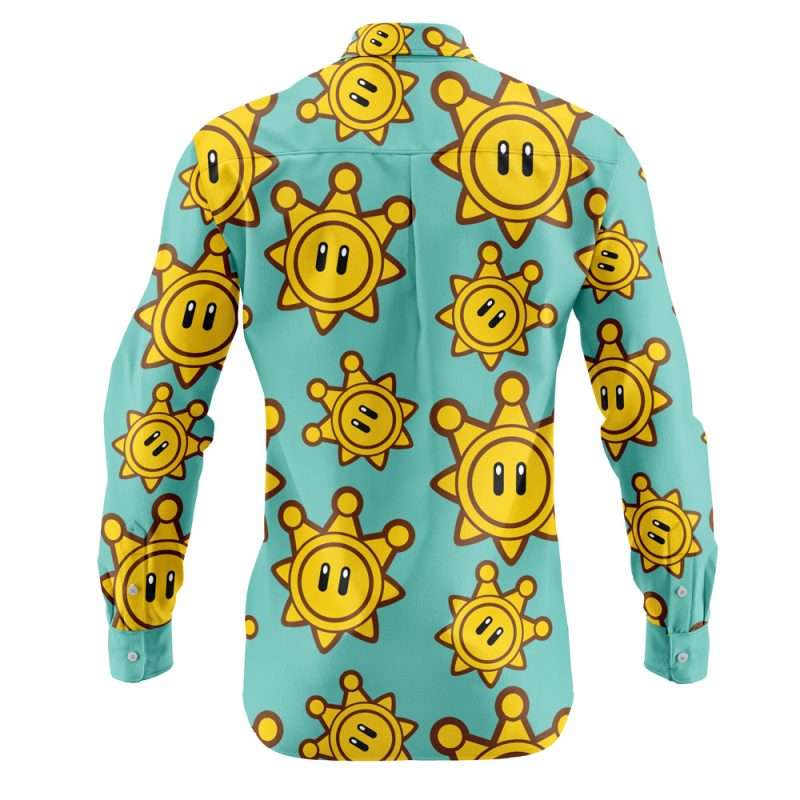 Shine Sprite Mario Bros Sunshine Long Sleeve Button Up Shirt - Image 2