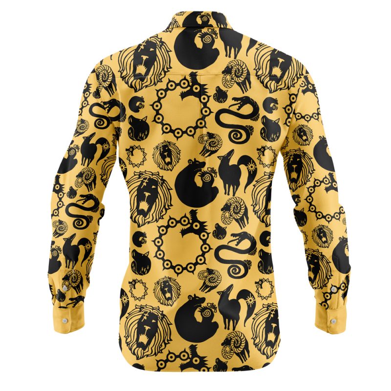 Seven Deadly Sins Tattoos Seven Deadly Sins Long Sleeve Button Up Shirt - Image 2