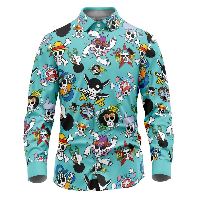 Strawhats Jolly Roger One Piece Long Sleeve Button Up Shirt