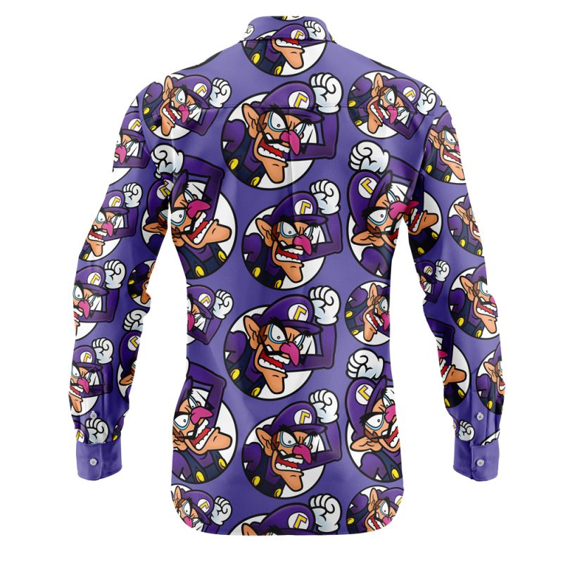 Waluigi Mario Bros Long Sleeve Button Up Shirt - Image 2