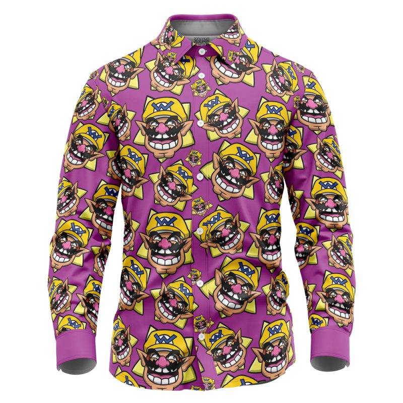 Wario Mario Bros Long Sleeve Button Up Shirt