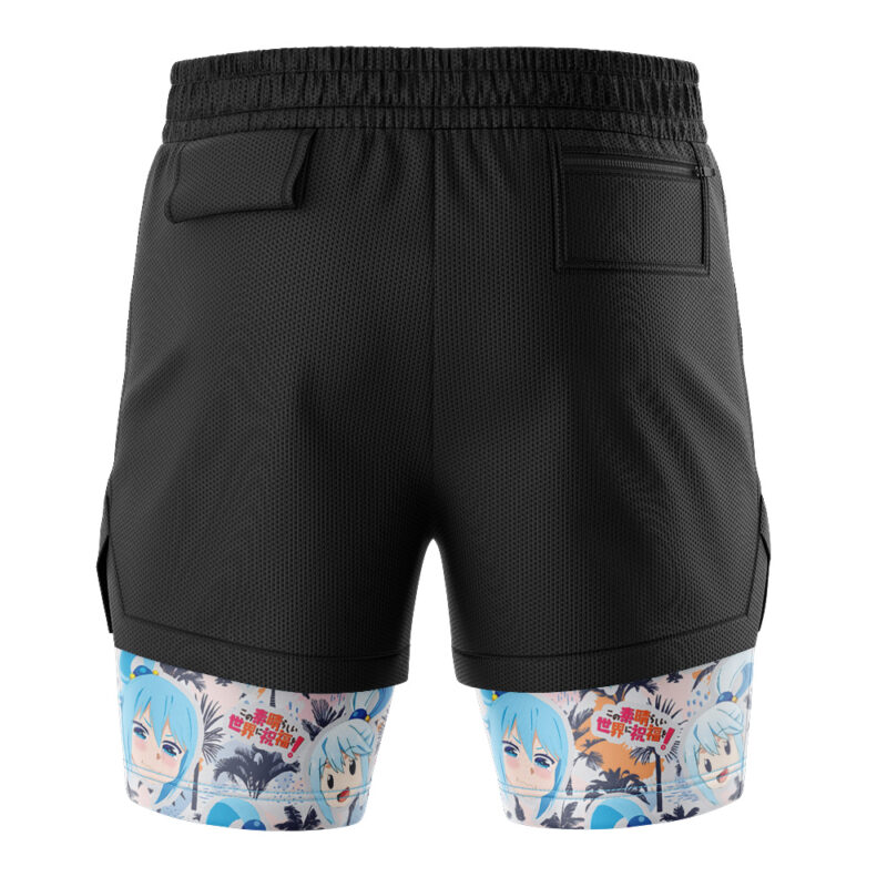 Funny Face Aqua Konosuba 2-in-1 Performance Shorts - Image 4