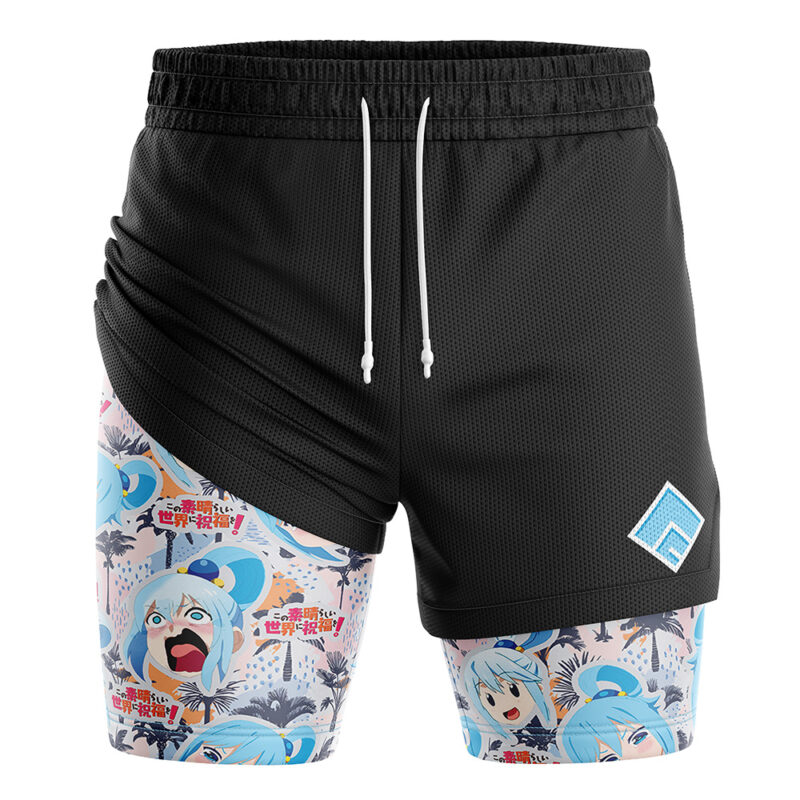Funny Face Aqua Konosuba 2-in-1 Performance Shorts