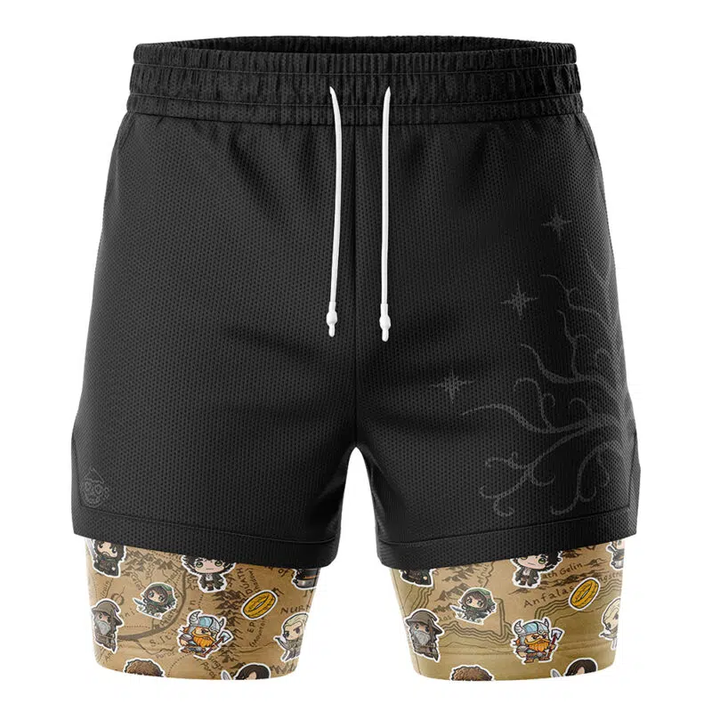 Chibi Fellowship of the Ring Lord of the Rings 2-in-1 Performance Shorts - Image 2