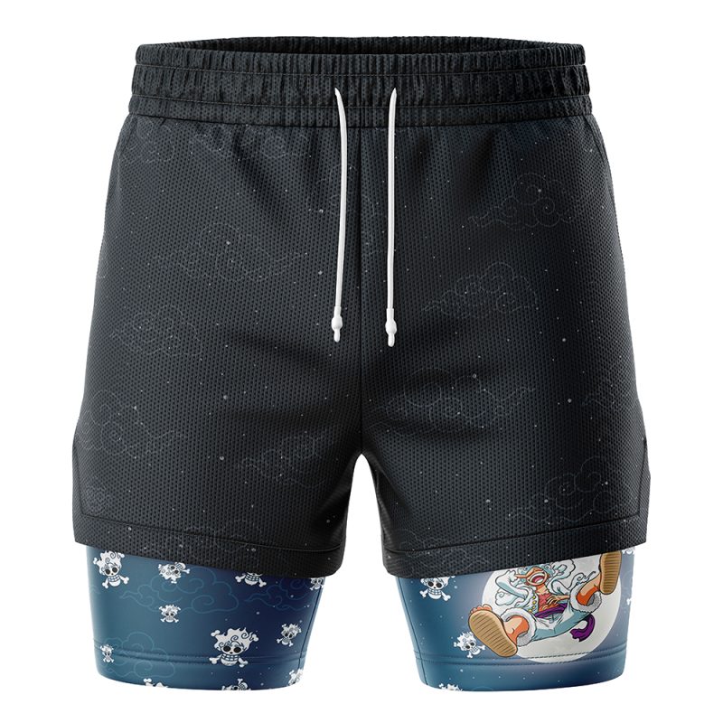 Luffy Gear 5 Pattern One Piece 2-in-1 Performance Shorts - Image 2