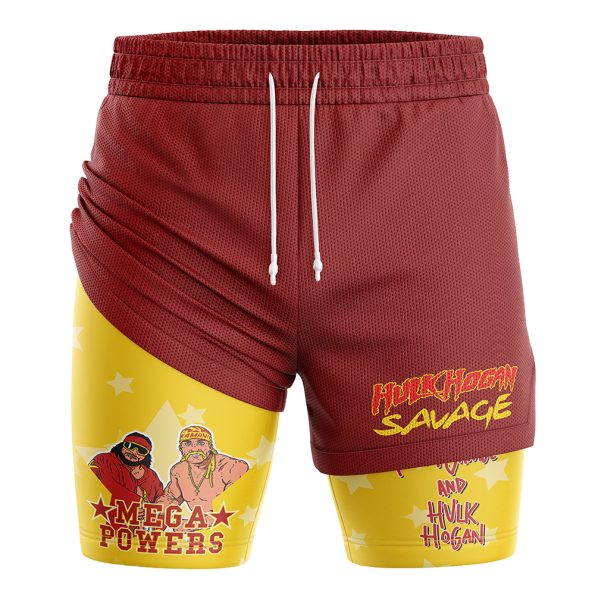 Mega Powers Macho Man and Hulk Hogan 2-in-1 Performance Shorts