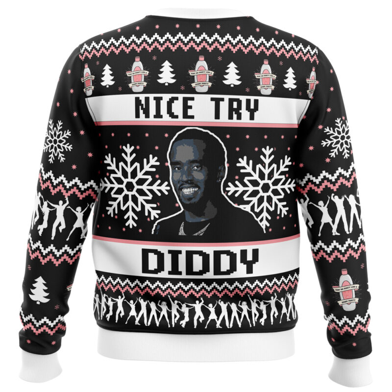 Nice Try Diddy Meme  Ugly Christmas Sweater - Image 2