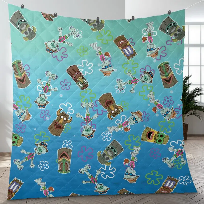 Squiward Tiki Dreams Spongebob Squarepants Quilt Blanket