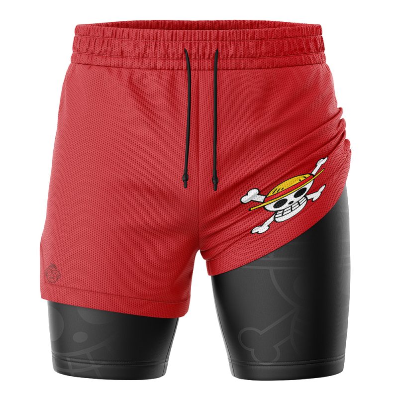 Straw Hats Luffy One Piece 2-in-1 Performance Shorts - Image 3