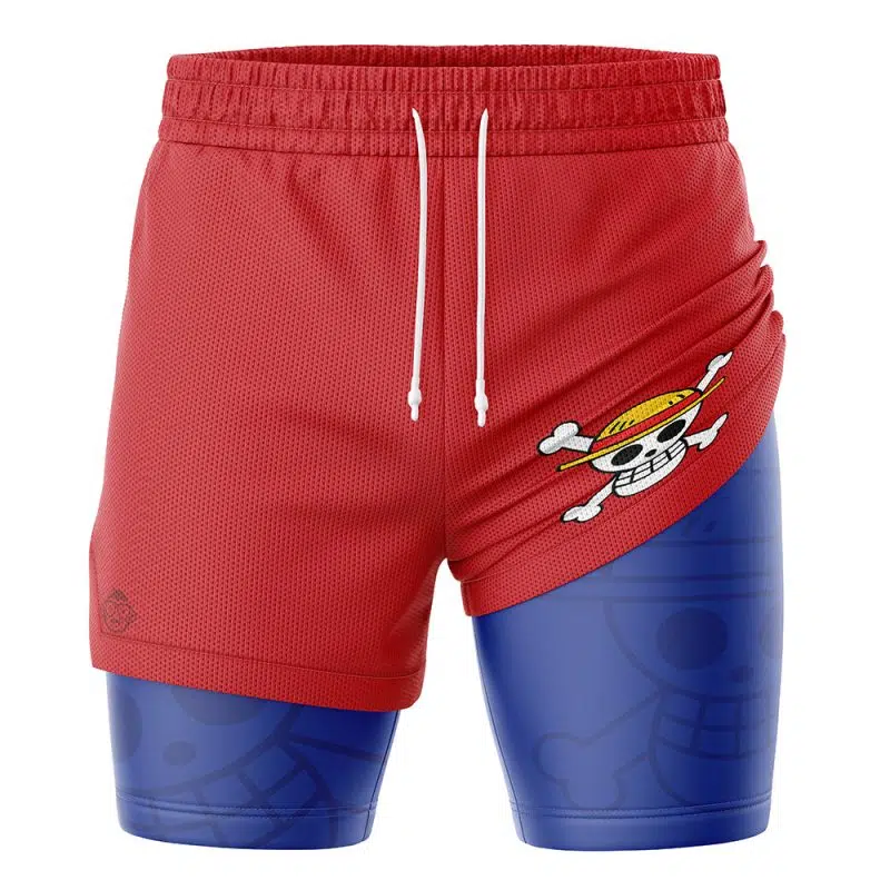 Straw Hats Luffy V2 One Piece 2-in-1 Performance Shorts - Image 2