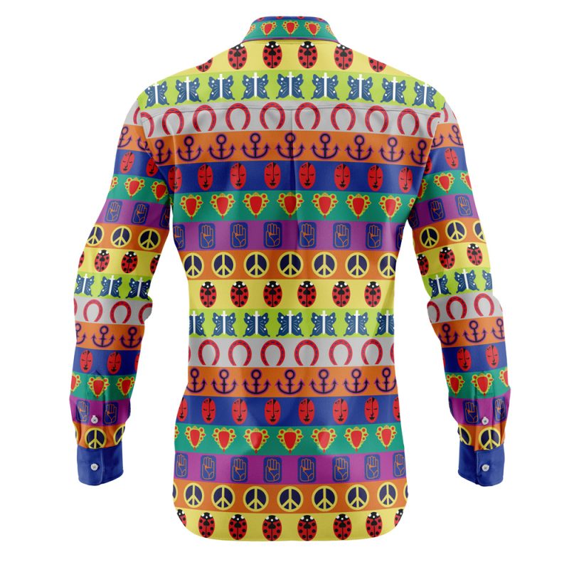 All Symbols Pattern JoJo’s Bizarre Adventure Long Sleeve Button Up Shirt - Image 2