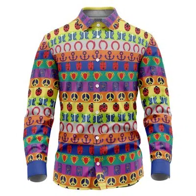 All Symbols Pattern JoJo’s Bizarre Adventure Long Sleeve Button Up Shirt