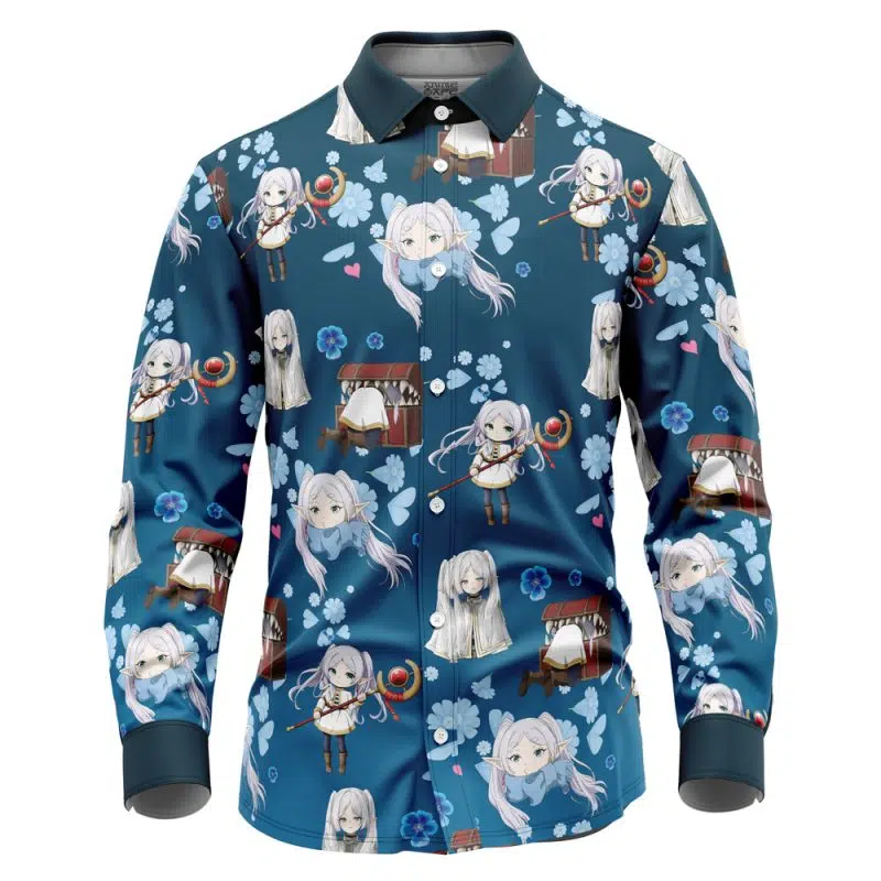 Frieren Long Sleeve Button Up Shirt - Image 2