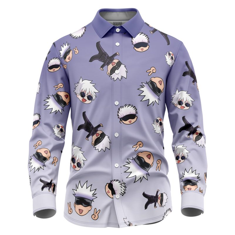 Gojo Satoru Pattern Jujutsu Kaisen Long Sleeve Button Up Shirt