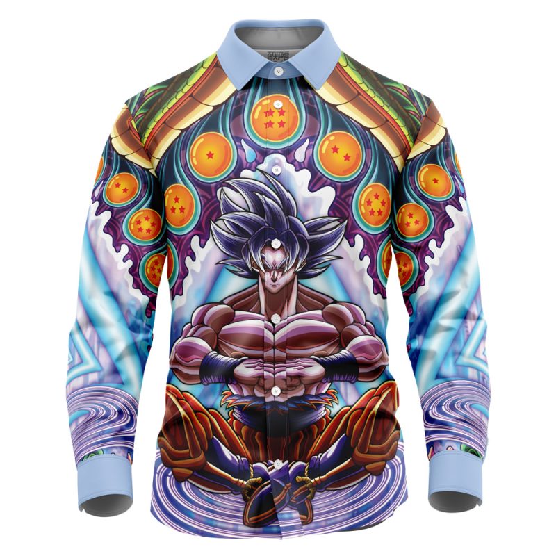 Trippy Ultra Instinct Goku Dragon Ball Z Long Sleeve Button Up Shirt