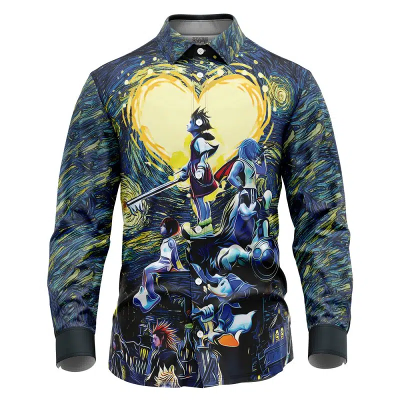 Kingdom Hearts Starry Night Long Sleeve Button Up Shirt