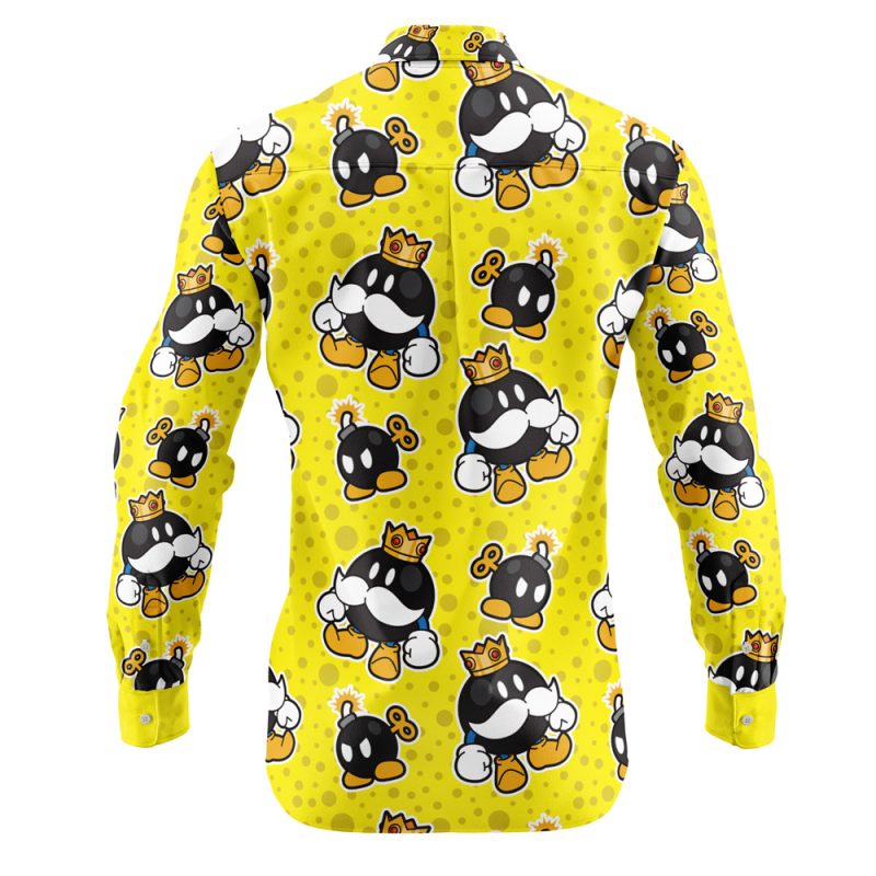 King Bob Omb Mario Bros Long Sleeve Button Up Shirt - Image 2