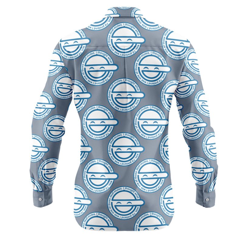 Laughing Man Ghost in the Shell Long Sleeve Button Up Shirt - Image 2