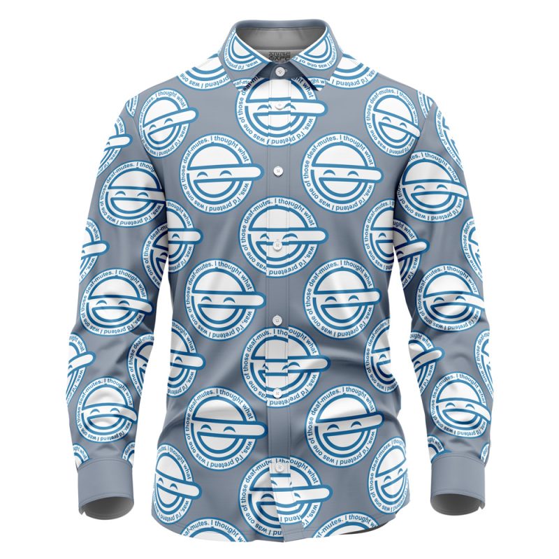 Laughing Man Ghost in the Shell Long Sleeve Button Up Shirt