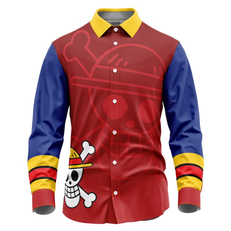Luffy Strawhat One Piece Long Sleeve Button Up Shirt