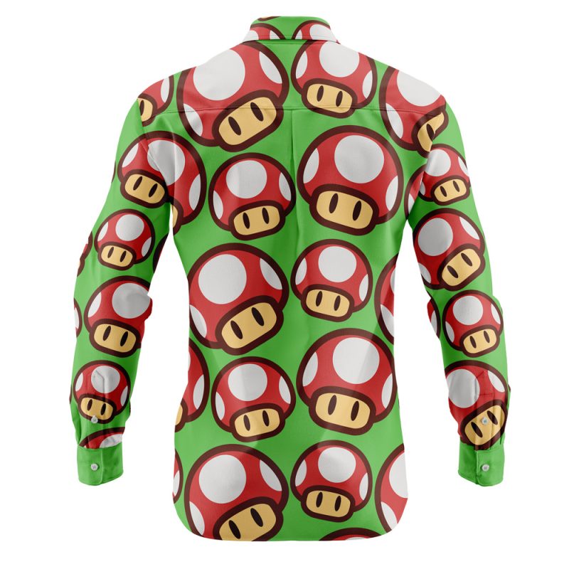 Mushroom Mario Bros Long Sleeve Button Up Shirt - Image 2