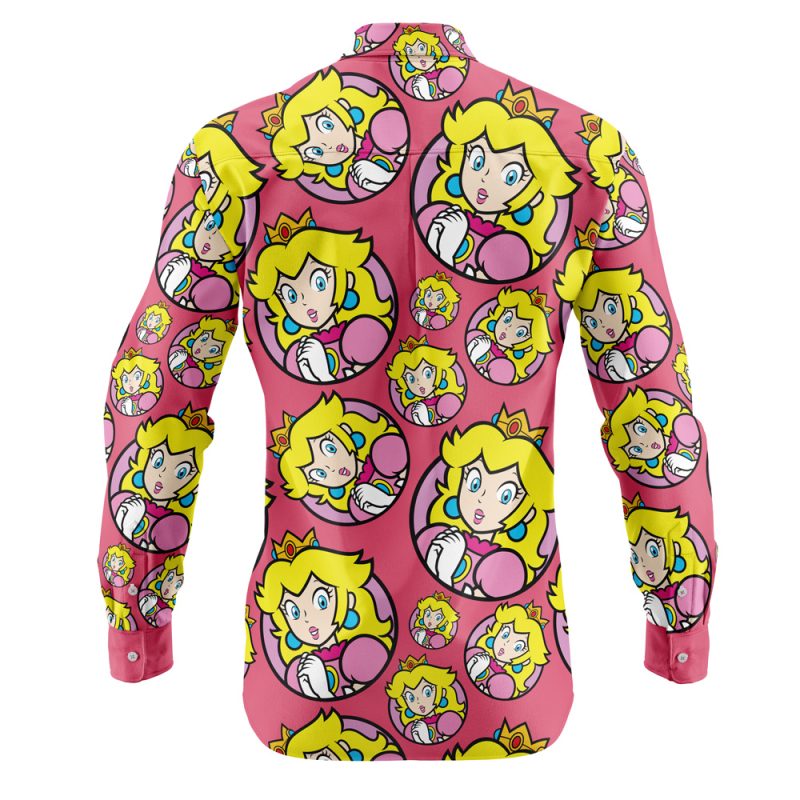 Princess Peach Mario Bros Long Sleeve Button Up Shirt - Image 2