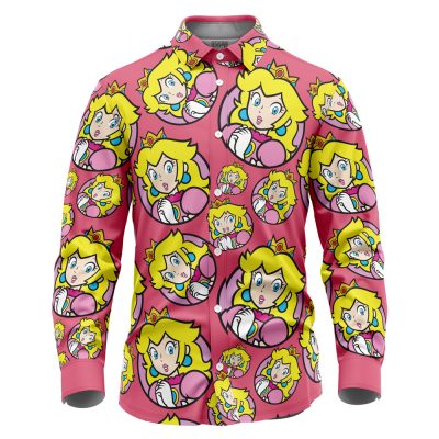 Princess Peach Mario Bros Long Sleeve Button Up Shirt