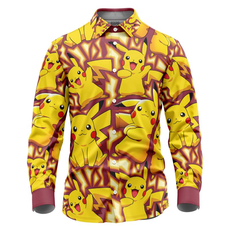 Pikachu Pokemon Long Sleeve Button Up Shirt
