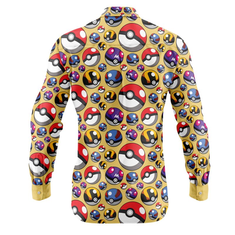 Poke Balls Pokemon Long Sleeve Button Up Shirt - Image 2
