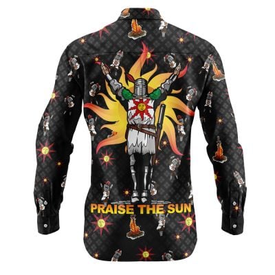 Praise the Sun Pattern Dark Souls Long Sleeve Button Up Shirt