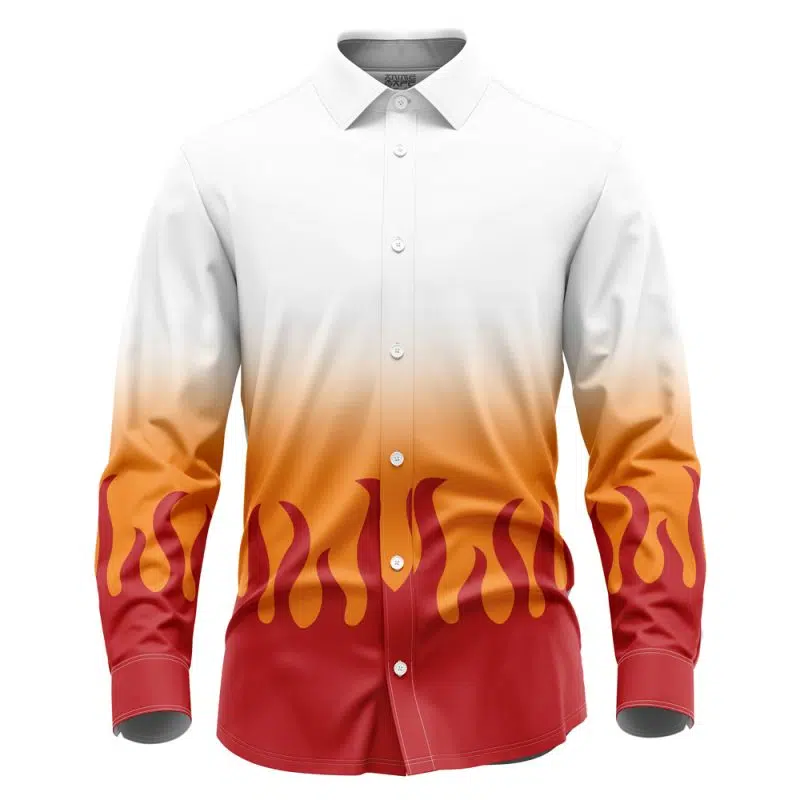 Kyojuro Rengoku Demon Slayer Long Sleeve Button Up Shirt