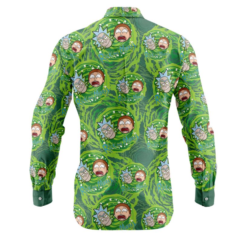 Trippy Cosmic Rick and Morty Long Sleeve Button Up Shirt - Image 2