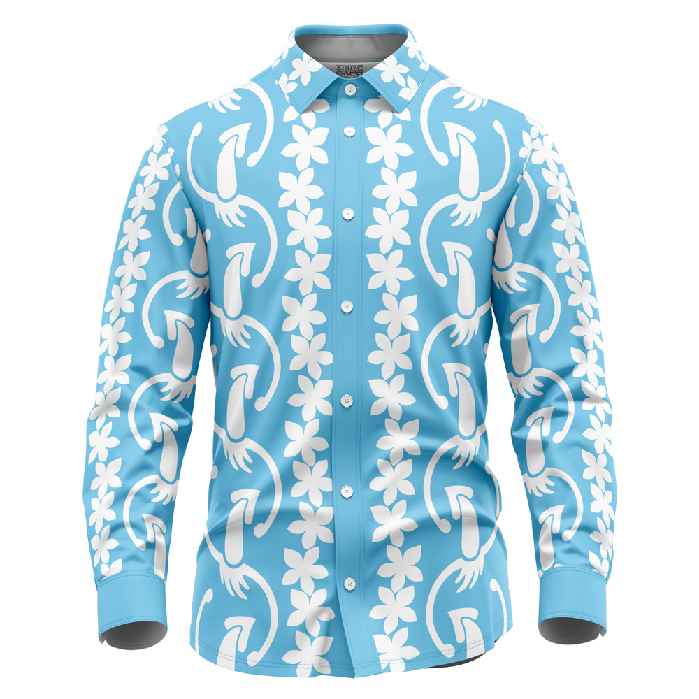 Dancing Squid Aloha Splatoon Long Sleeve Button Up Shirt
