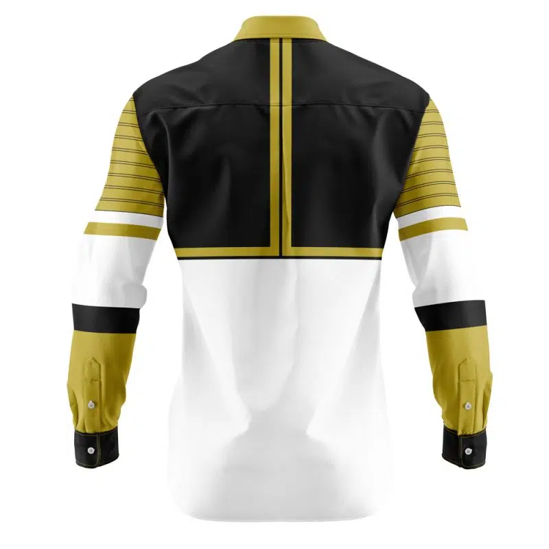 White Ranger Mighty Morphin Power Rangers Long Sleeve Button Up Shirt - Image 2