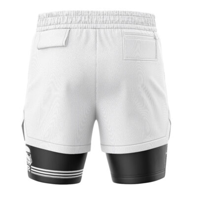The Stormtroopers Star Wars 2-in-1 Performance Shorts feature a white mesh back upper with a pocket, plus black lower panels accented by bold white Star Wars graphics near the hem.